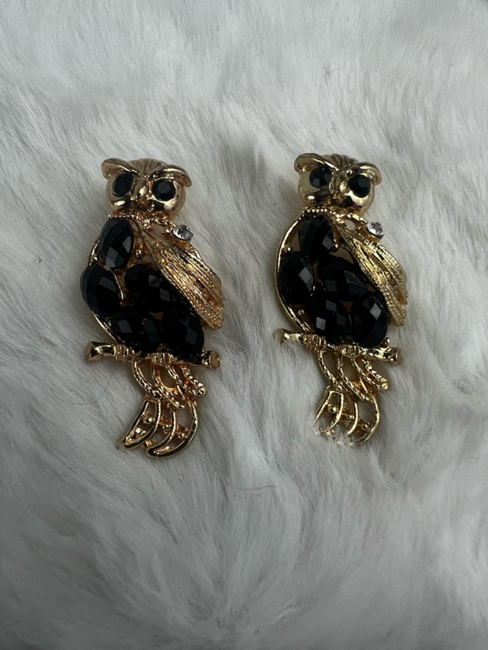 Gold Toned Owl Earrings